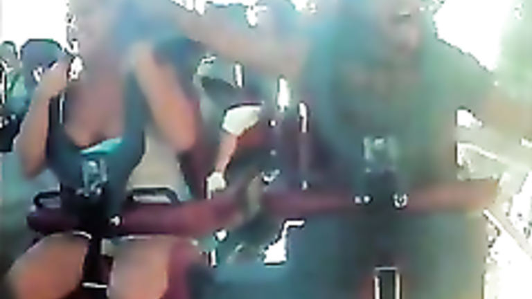 768px x 432px - Amateur tits pop out during a roller coaster ride ...