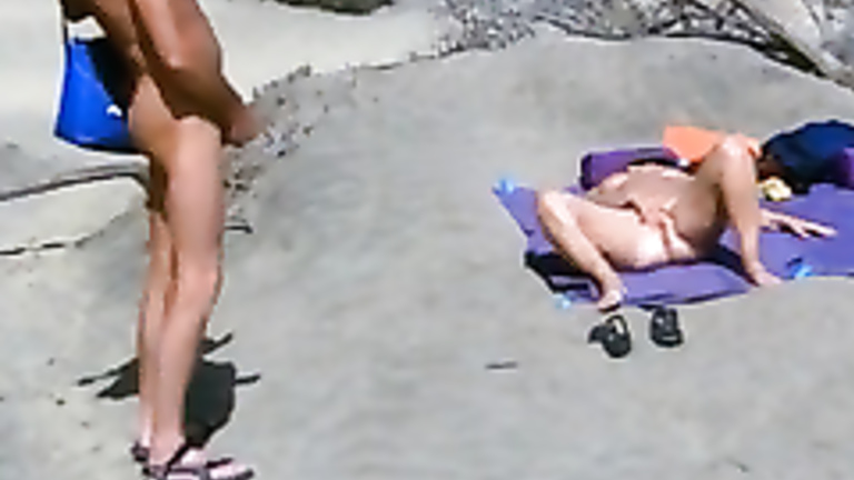 Guys masturbate to nude mature on the beach voyeurstyle image